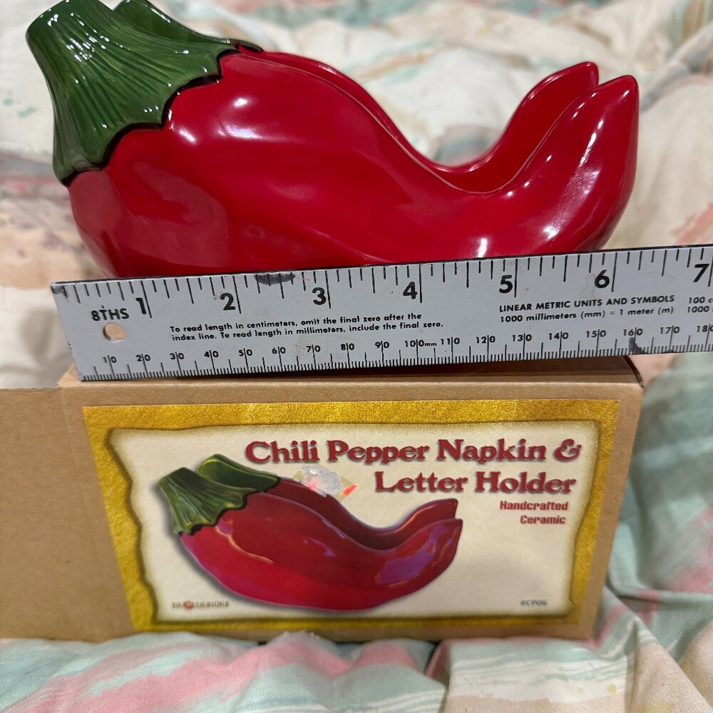 New Ceramic Chili Pepper Napkin or letter holder
